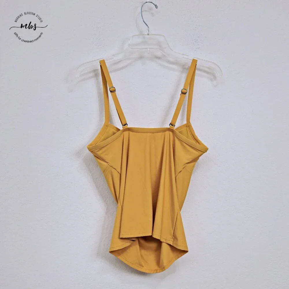 Athleta Twist‎ Up Tankini Crossback Adjustable Swim Top Yellow Women 34B/C